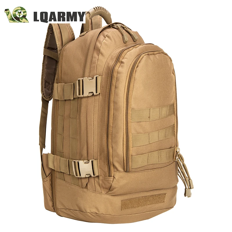 

LQARMY 3-day Expandable Backpack with Waist Pack Large Rucksack Tactical Backpack Molle Assault Bag for Day Hiking (Tan)