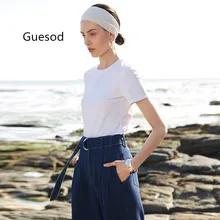Guesod Женская летняя футболка с коротким рукавом универсальная хлопковая белая тонкая Винтажная Футболка XL