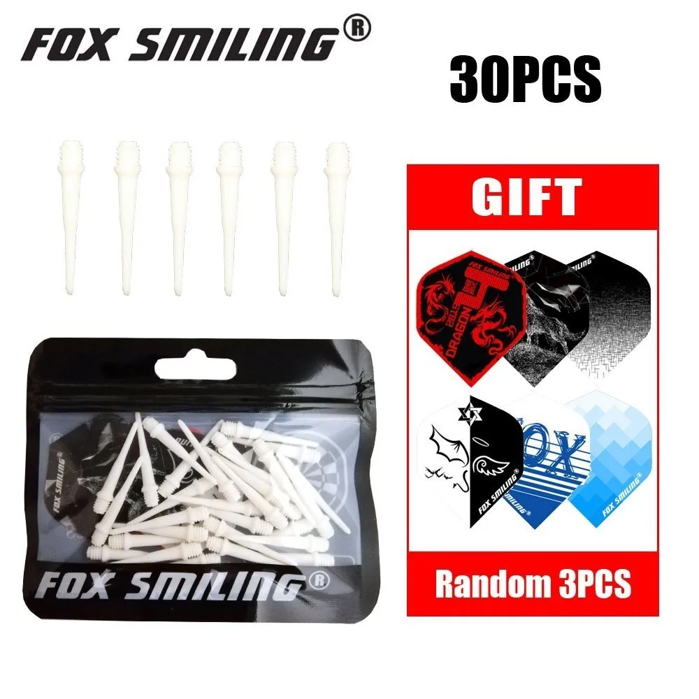 Fox Smiling 30 шт. 25 мм 2BA нейлоновый мягкий наконечник для Дартс с мягким наконечником и электронных Дартс(получите 3 шт. бесплатных полетов сегодня - Цвет: white 30pcs