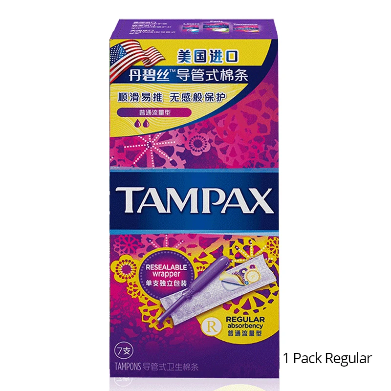 Тампоны Tampax с катетером, одноразовая обертка, независимая, 7 шт. упаковка, гигиеническая прокладка, менструальная чашка, обычная и поглощающая жидкость - Цвет: Regular