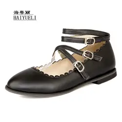 Для женщин Fashin искусственная кожа круглый носок плоские каблуки повседневная обувь Женские модельные сандалии мягкая удобная обувь