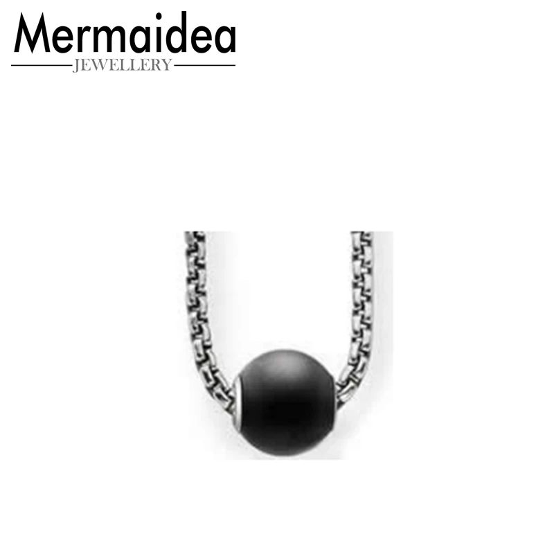 

Black Obsidian Bead Pendant Necklaces Women Men Silver Fashion Good Jewelry Gifts Round Pendant Link Chain Necklace
