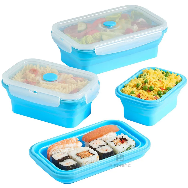 

1 PC Boxes Plastic Kitchen Container Fresh Food Storage Sauce Box Case Lids Food Grade Silicone Lunch Box Case 350 ml Micro