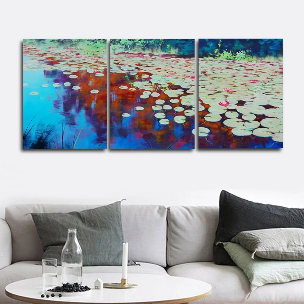 

Laeacco Canvas Painting Calligraphy 3 Panel River Plant Wall Art Posters and Prints Living Room Nordic Home Decoration