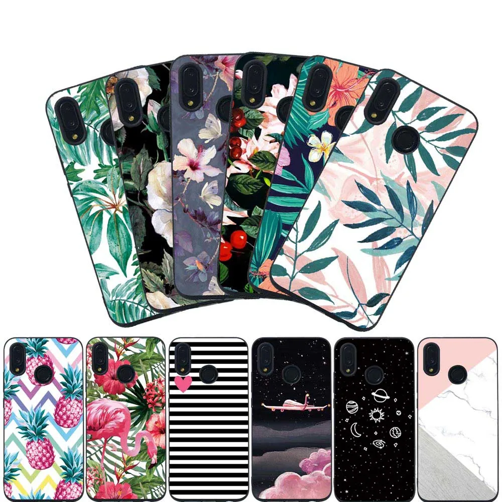 

Filecase Phone Cover For Huawei P Smart 2019 Case Soft TPU Silicone Covers Shell Flowers Marble Flamingo Case Covers Funda