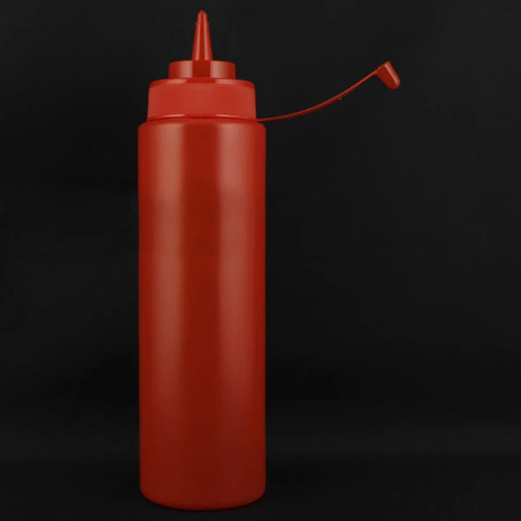 Durable Kitchen Accessories Mustard Vinegar Salad Sauce Plastic Squeeze Oil Dispenser Bottle Ketchup Mustard Dispenser Red 240ml