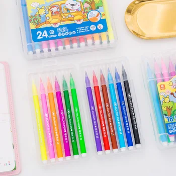 

12/18/24 colors Drawing Painting Watercolor Marker Pen Washable Soft head Art Markers Graffiti Hook line pens school supplies