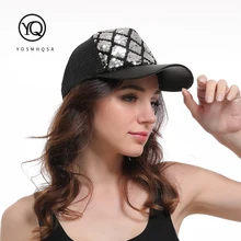 Повседневная Женская бейсбольная кепка с блестками, летняя, грязная, булочка, в стиле хип-хоп, Snapback, женская, США, сеточка, шляпы от солнца, регулируемые, WH119