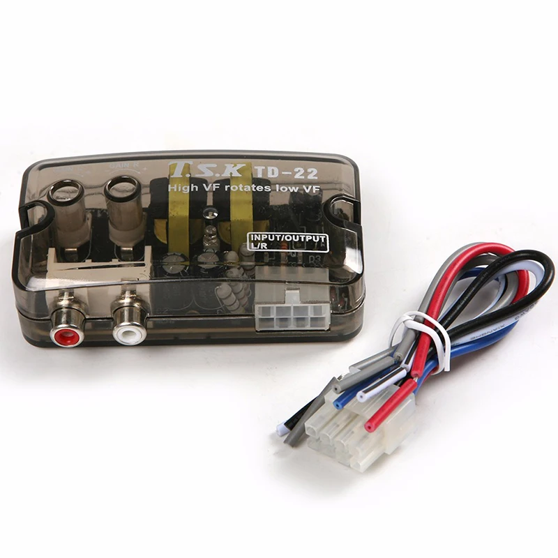 

Black Car Level Converter Adaptor High to Low Frequency Speaker to RCA Line 12V With Delay