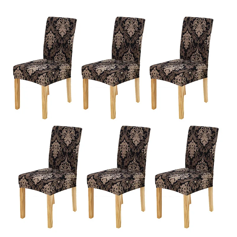 دنة غطاء مقعد لغرفة الطعام مطبوعة مطاطا كرسي الغلاف ل الزفاف حزب المطبخ مقعد يغطي مرونة F6 PCS