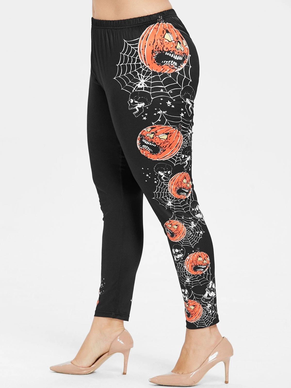 Plus Size Leggings Women Print Halloween High Waist Big Stretching