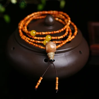 

Wholesale Natural Olive Kernel Bracelet 108 Bamboo Festival Bead Hand String Red Oil Old Nuclear Wood Bracelets Jewelry