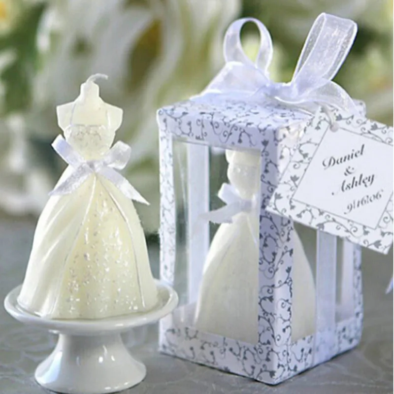 

2019 New Beauty White Bridal Bride Shape Candle Wedding Party Favors Home Decoration