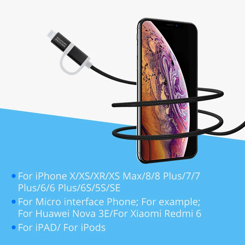 Nillkin usb кабель micro type C для iPhone USB зарядное устройство кабель для передачи данных 2 в 1 для iPhone XS Max/XS/X/8 Micro USB телефон для XIAOMI F1