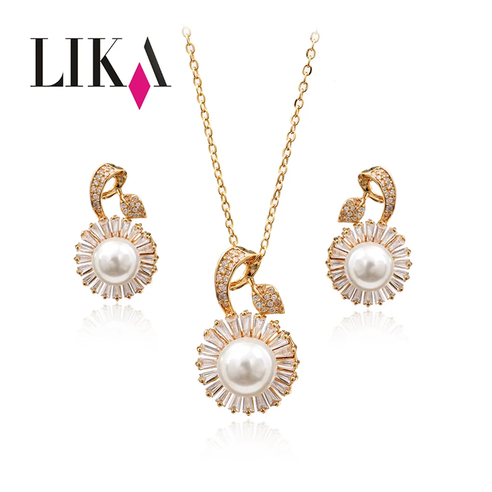

LIKA Fashion Flowers Jewelry Sets Full Rhinestone Gold Silver Color Pearl Jewelry Accessories Wedding Jewelry For Women Gift New
