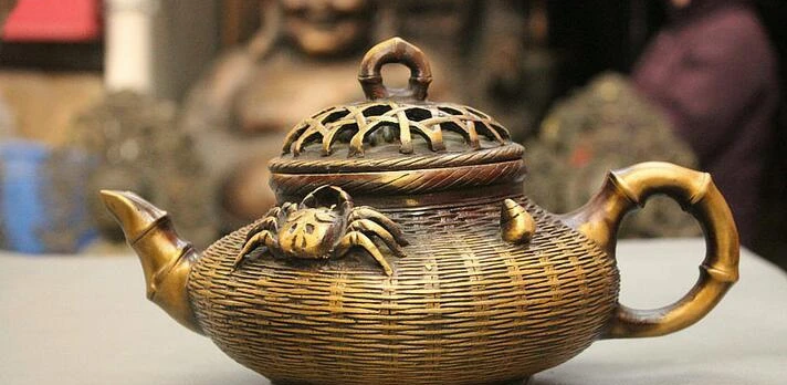 10 &quotмаркированный китайский Краб бамбуковая форма статуя горшок для вина кувшин