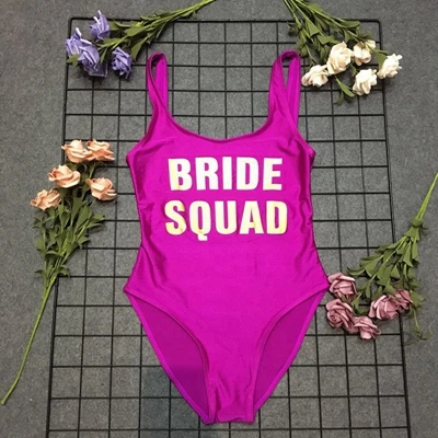 Отряд "невеста" с принтом, сдельный купальник, сексуальные стринги, купальник для женщин, с высоким вырезом, розовый, купальный костюм, открытая спина, черный, пляжный, монокини, боди - Цвет: Gold word - purple