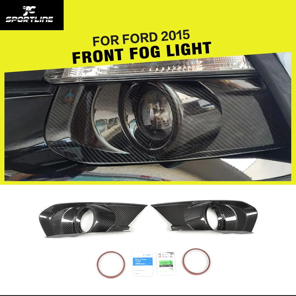 

Carbon Fiber Racing Car Front Bumper Fog Light Lamp Cover Caps for Ford Mustang Coupe Convertible 2-Door 2015 - 2017
