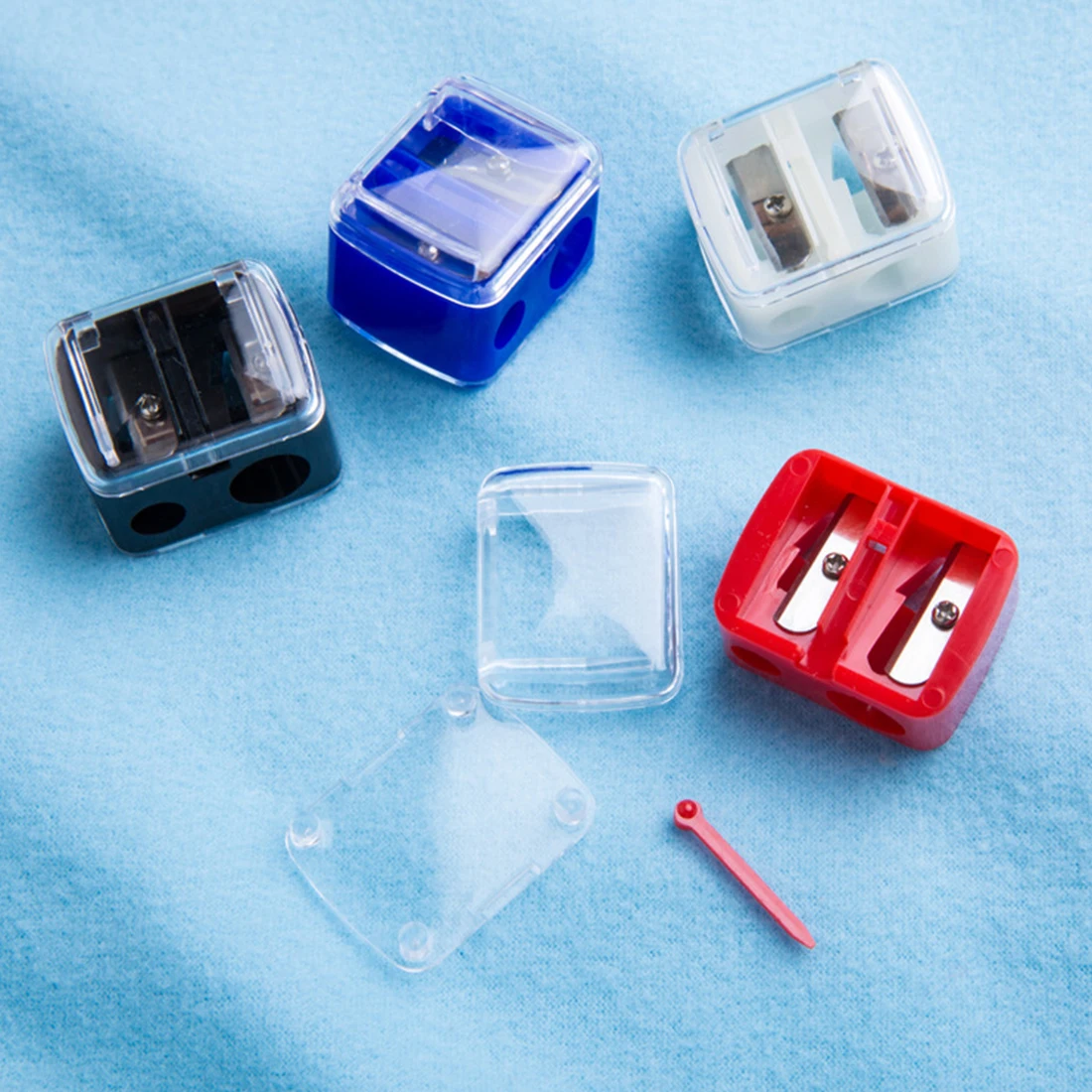 

Colorful Transparent Plastic Pencil Sharpener Double Holes Standard Pencil Cutting Machine Multi Purpose Mechanical Pencil Tool