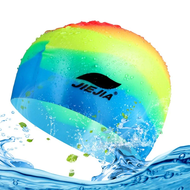 

Women Men Children Kids Swim Pool Water Sport Waterproof Silicone Diving Swimming Cap Long Hair Protection Ear Cup Swim Caps Hat