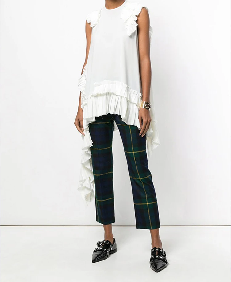 New Fashion Style Irregular Sleeveless Ruffles Hem Blouse Fashion Nova Clothing