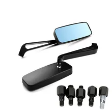 Universal Pair Anti Glare Blue Glass Rectangle Rearview Mirrors for Motorcycle Bike Cruiser Softail Sportster Free Shipping New mz universal motorcycle aluminium diamond cnc rearview anti glare mirrors silver blue