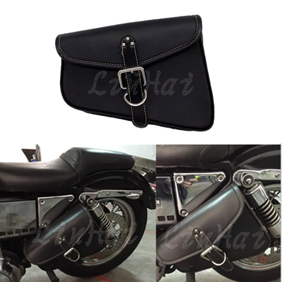 

1Piece Black Motorcycle PU Leather Left side Saddlebag Saddle Bag Luggage Bag Fit For Harley Sportster XL 883