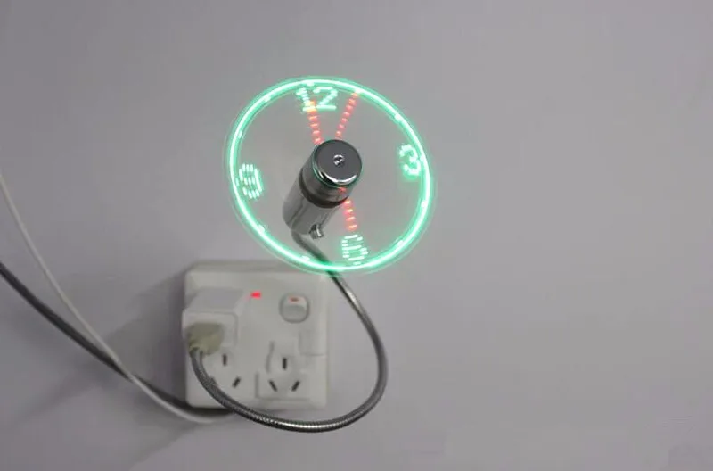LED Clock Display Fan Mini USB Powered Flexible Gooseneck Flashing Real LED Clock Display Fan Mini USB Powered Flexible Gooseneck Flashing Real