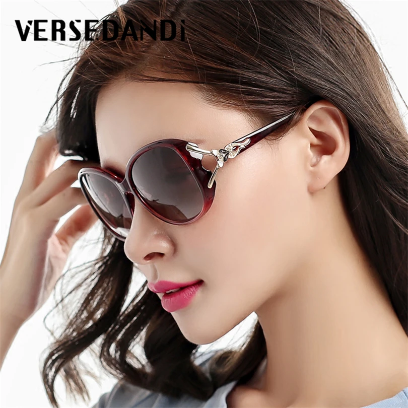 Ретро Классический Круглый негабаритных поляризованные женские солнцезащитные очки модной овальной градиентные линзы большая черная