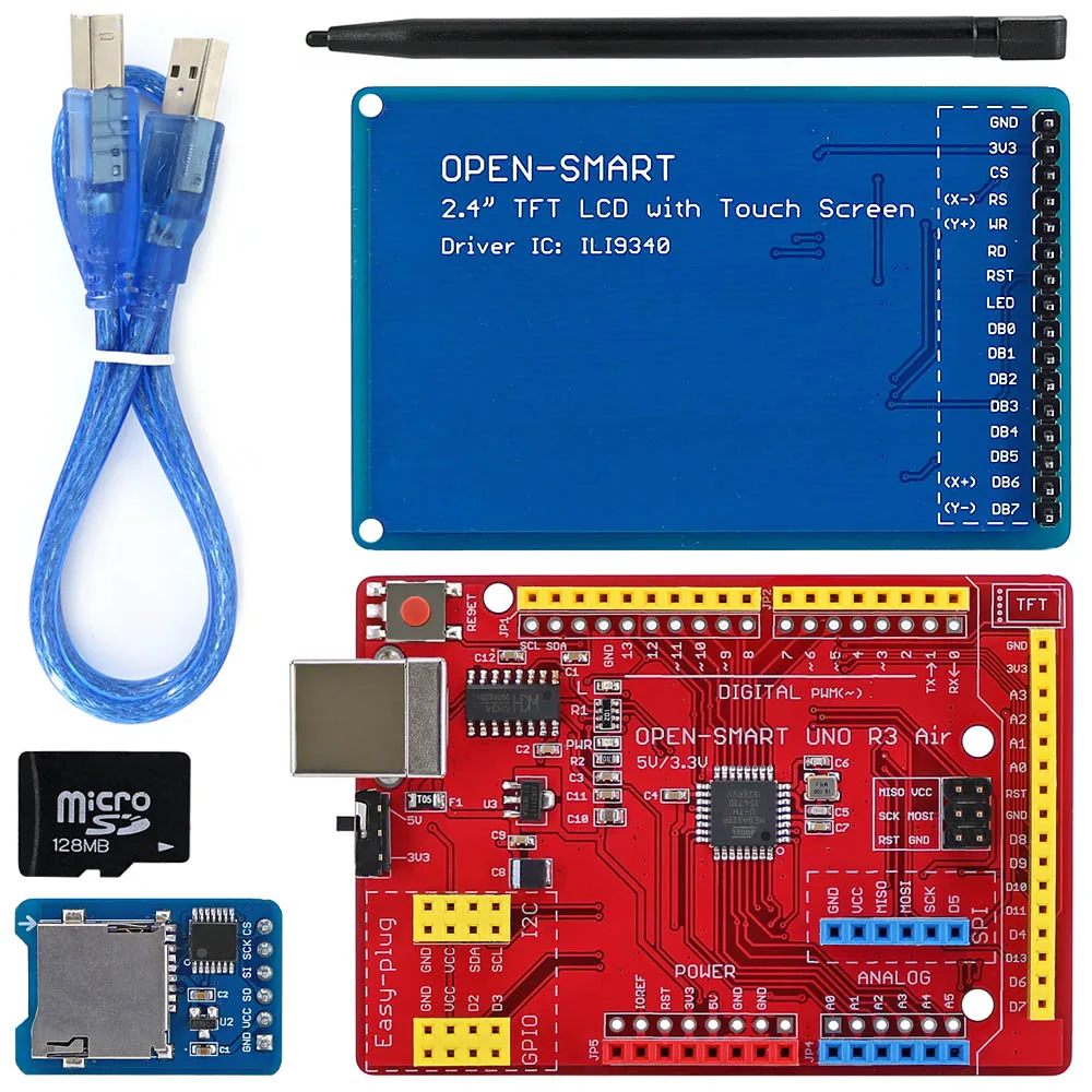 Открытый Смарт 2,4 дюймов 240*320 TFT lcd сенсорный экран коммутационная плата комплект с простым подключением UNO R3 воздушная плата для Arduino UNO R3/Nano