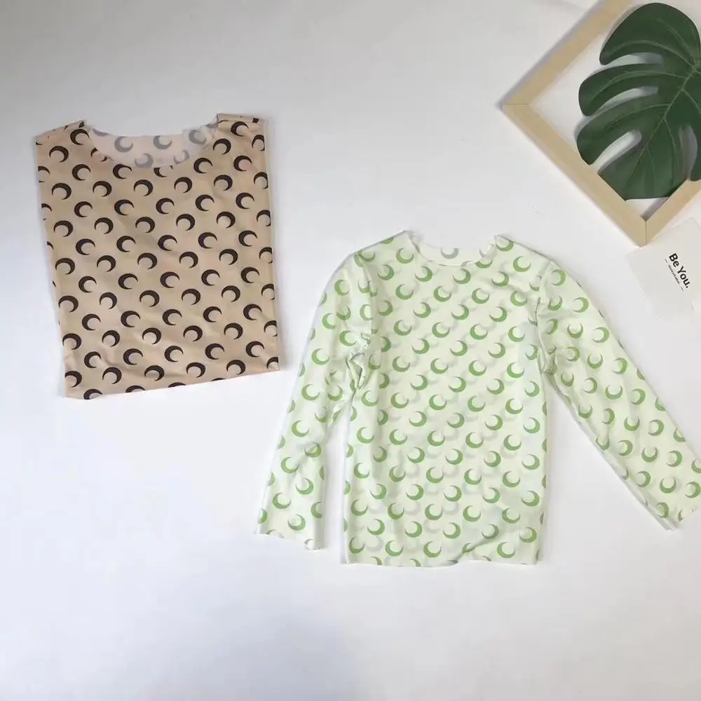 

Children Print moon Bottom T-shirt For Girl 2019 O- Neck Tees Summer Pullover Tops Tees Size 2-12T
