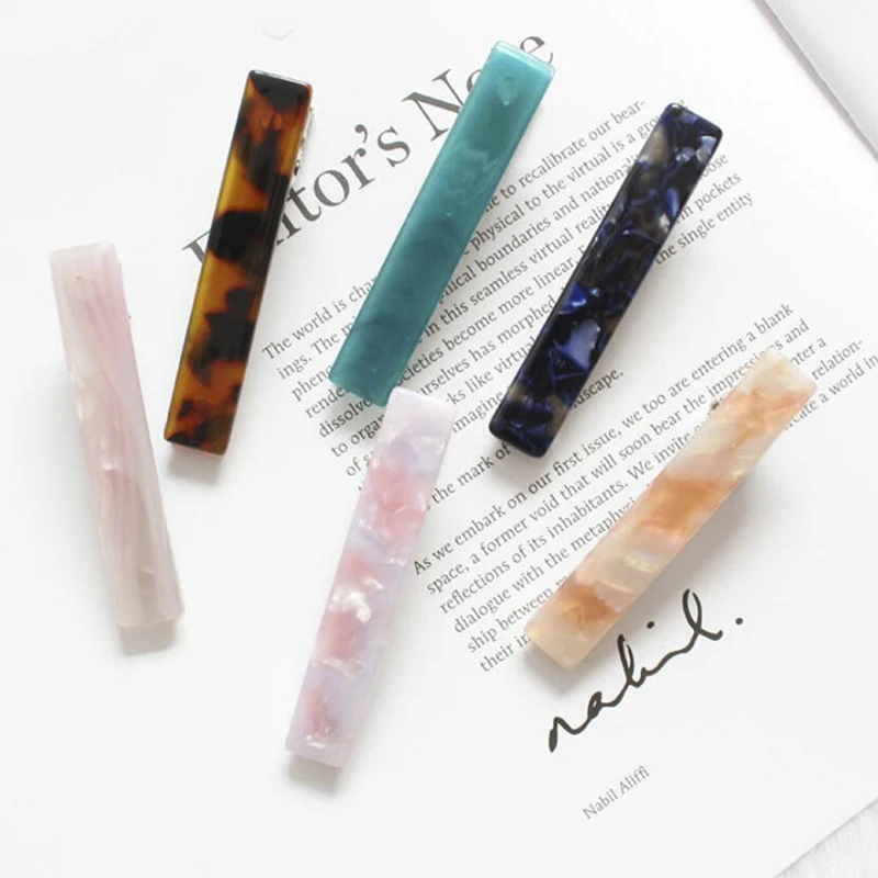 Girls Sweet Daily Hairpin Hair Clip Women Acid Acrylic Long Barrettes Hair Pin Headwear Accessories