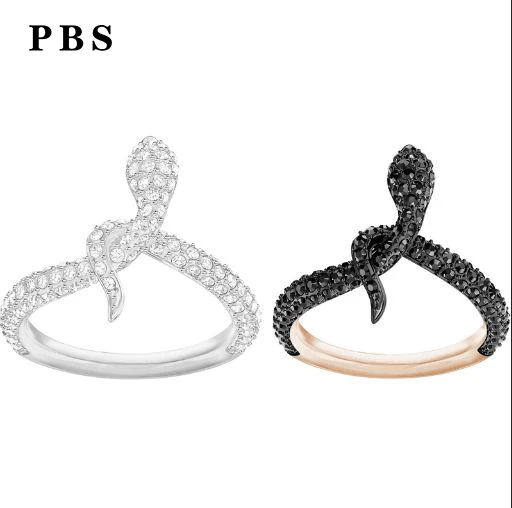 

PBS Original Copy High Quality 1:1 SWA Exquisite Black And White Snake Rings Logo Free Package Manufacturers Wholesale