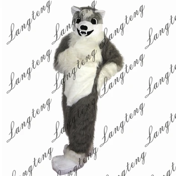 

Hot Sale Grey wolf husky Mascot Costume Adult Size Halloween Outfit Fancy Dress Suit Free Shipping 2019New