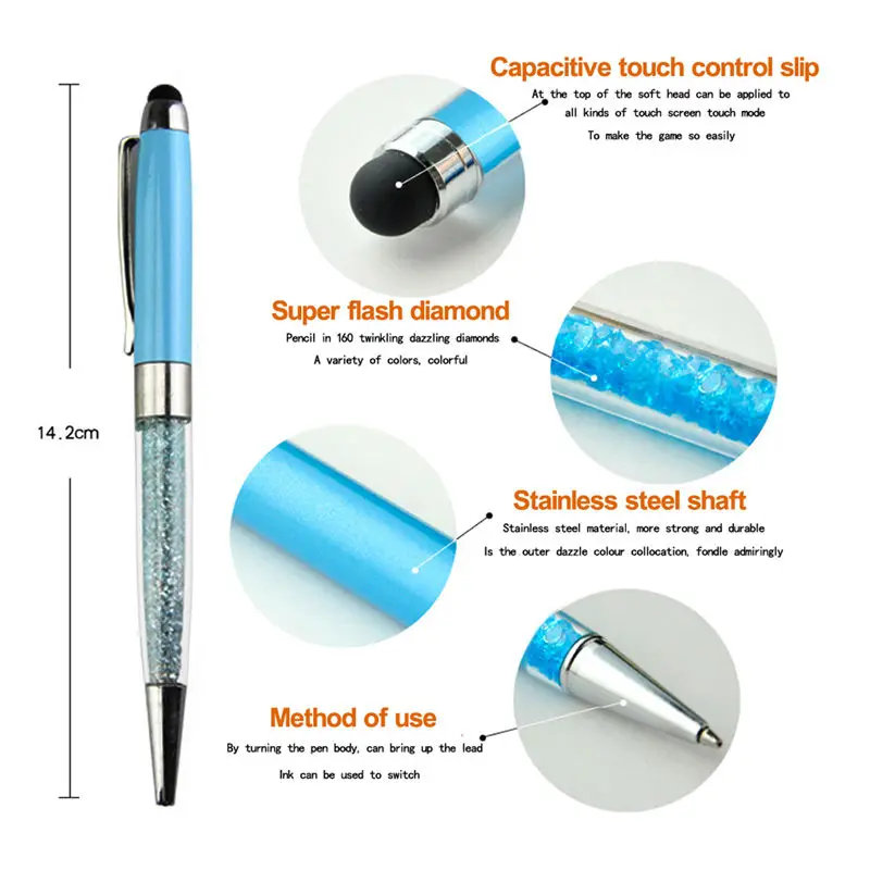 stylus pen ball pen 2 in 1 multifunction pen for mobiles and PDAs diamond style-04