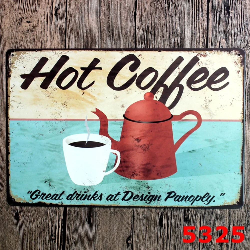 Coffee Bar Classic Wall Stickers Vintage Tin signs Route wall sticker home decor House Office Garage Bar iron Paintings 20*30 CM