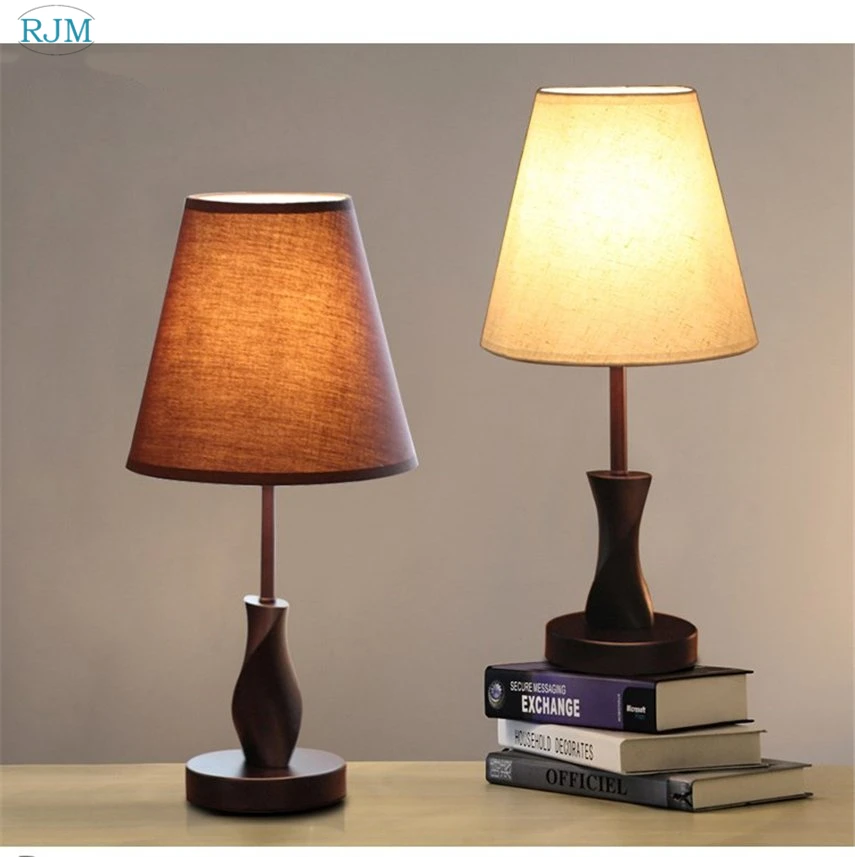 Lâmpadas de Mesa de Madeira Máscara de Lâmpada Lâmpadas de Mesa para Sala de Estar Estudo de Cabeceira Modern Breve Simples Pano Quarto Iluminação Home Decor 3 Cheap Luminárias de mesa