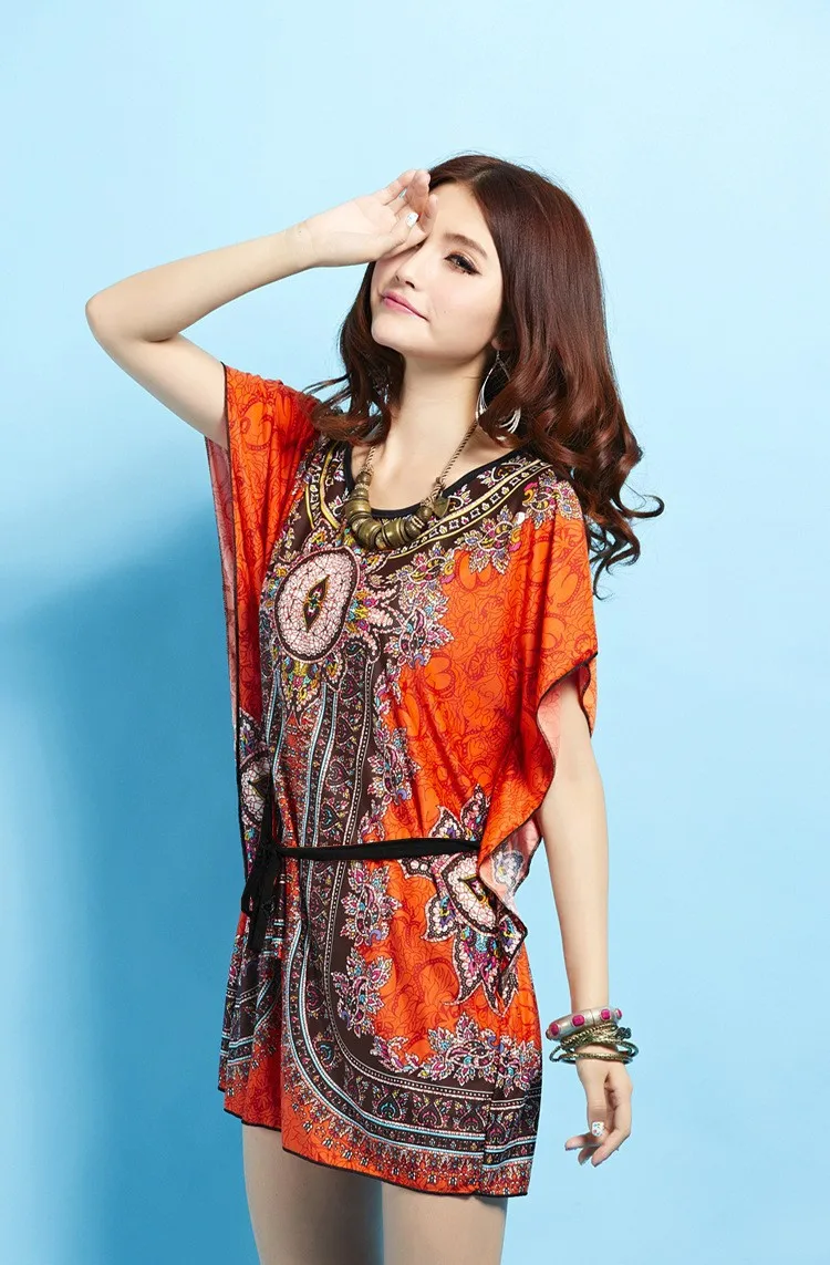 Vintage Dress 2017 New Summer Style Retro Print Boho Loose Casual Dress Bohemian Tunic Beach Dress Vestidos Plus Size Dress 3