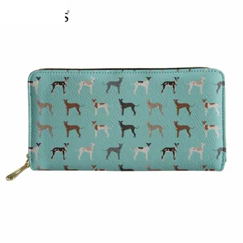 

Cute Dog/Puppy Greyhound Printed Woman Man Long PU Leather Wallet Brand Designer Green Cluth Purse Phone/Card Holder Murse Sumka