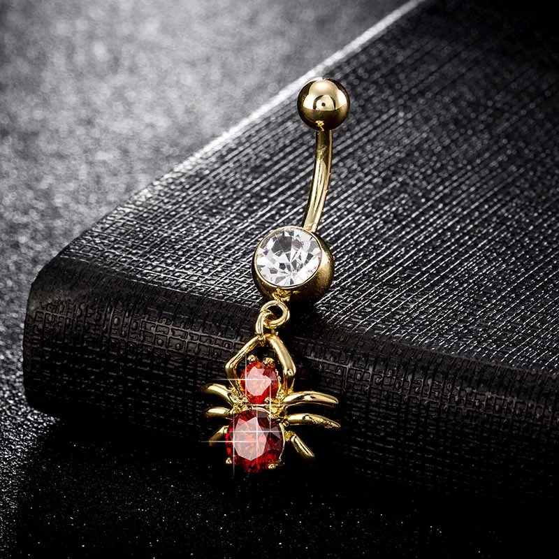 

Fashion Spider Zircon Navel Ring Women Silver Crystal Surgical Steel Navel Piercing Brand Body Jewelry BH