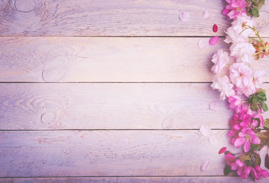 

Laeacco Wooden Boards Pink Flowers Texture Scene Baby Photography Backgrounds Customized Photographic Backdrops For Photo Studio