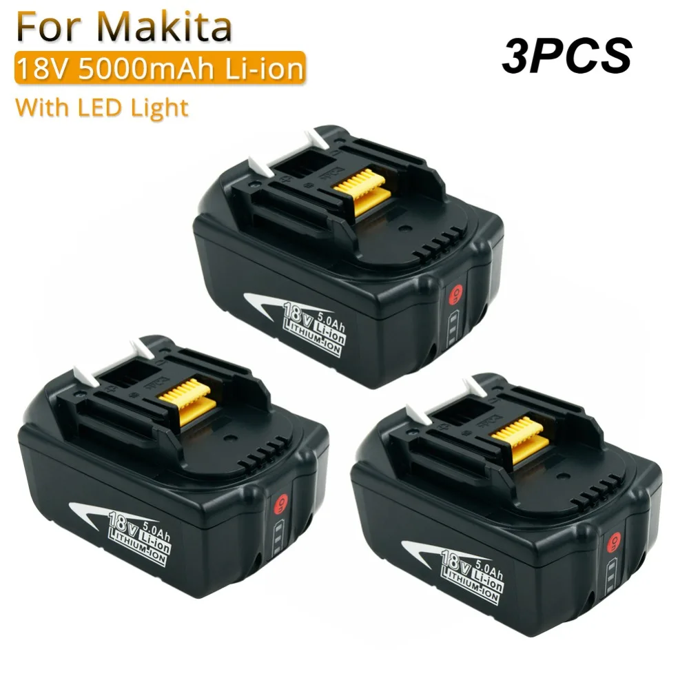 

3PCS Valued Power Tools Replacement Batteries with LED 5000mAh Li-ion for Makita 18V Battery BL1830 BL1840 BL1850 BL1860 LXT400