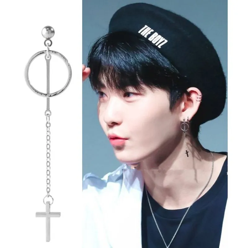 1 шт. KPOP серьги Bangtan мальчики альбом крестик пирсинг уши стимпанк серьги-гвоздики длинные корейские украшения аксессуары для мужчин и женщин