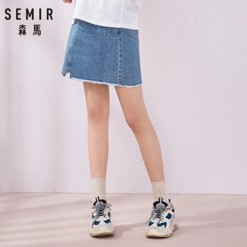 Женская джинсовая юбка SEMIR летняя тонкая танин 2019|Юбки| |