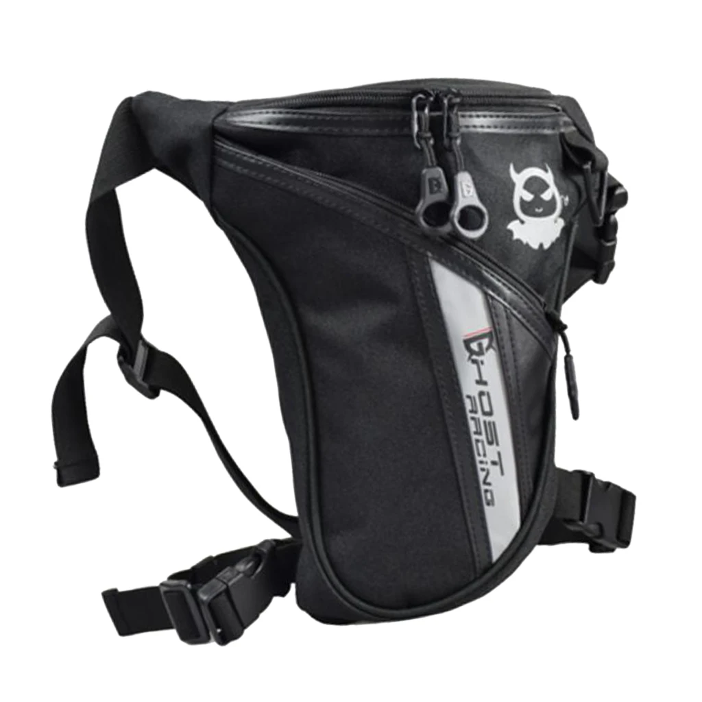 Men Oxford Riding Racing Motorbike Fanny Pack Waist Thigh Waterproof Leg Bag Unique One-Waist Strap One-Leg Strap Design