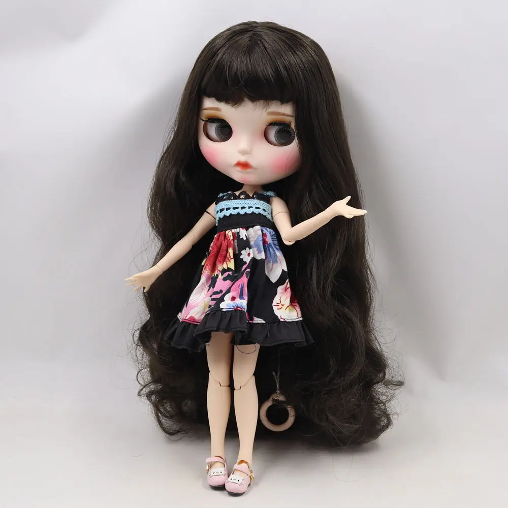 Кукла Blyth 1/6 bjd белая кожа суставное тело Фея черные мягкие длинные прямые волосы Новые матовые лицо с бровями блеск для губ ледяной sd игрушка