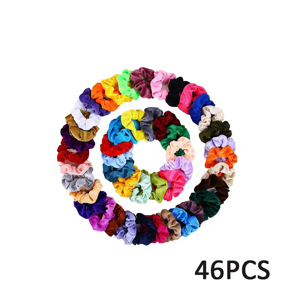 

46Pcs Hair Scrunchies Velvet Elastics Hair Ties Scrunchy Bands Ties Ropes Gifts Women Hair Decoration Fashion Headbands 2019