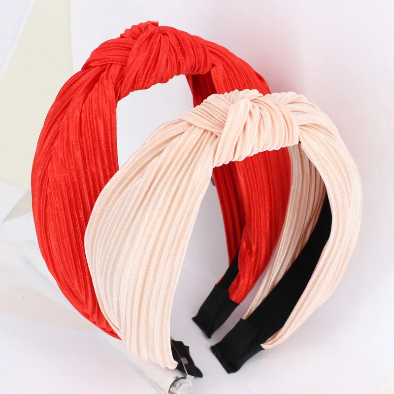 

Hair Accessories Solid Soft Knotted Flamingo Headband Hairband For Women Girls Elastic Coss Bow Hair Hoop Headwear