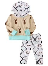 Autumn Newborn Baby Boys Home Outfits Clothes Deer Long Sleeve Hooded Tops+Long Pants 2PCS Set 0-24M