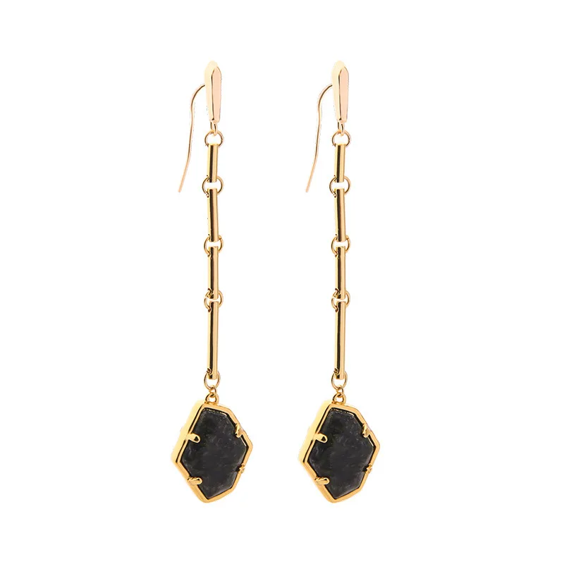 

ZWPON Brand Designer Irregularity Hexagon Stone Dangle Earrings Women Long Earrings Geometric Jewelry Wholesale